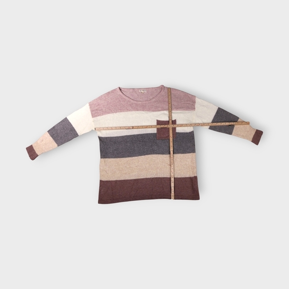 Ling Cotton Sweater Women Large Block Color Angora Rabbit Hair Blend - Picture 5 of 11